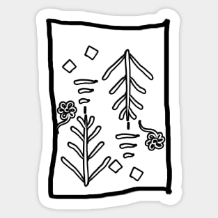 Scandi Floral Doodle in Black and White Sticker